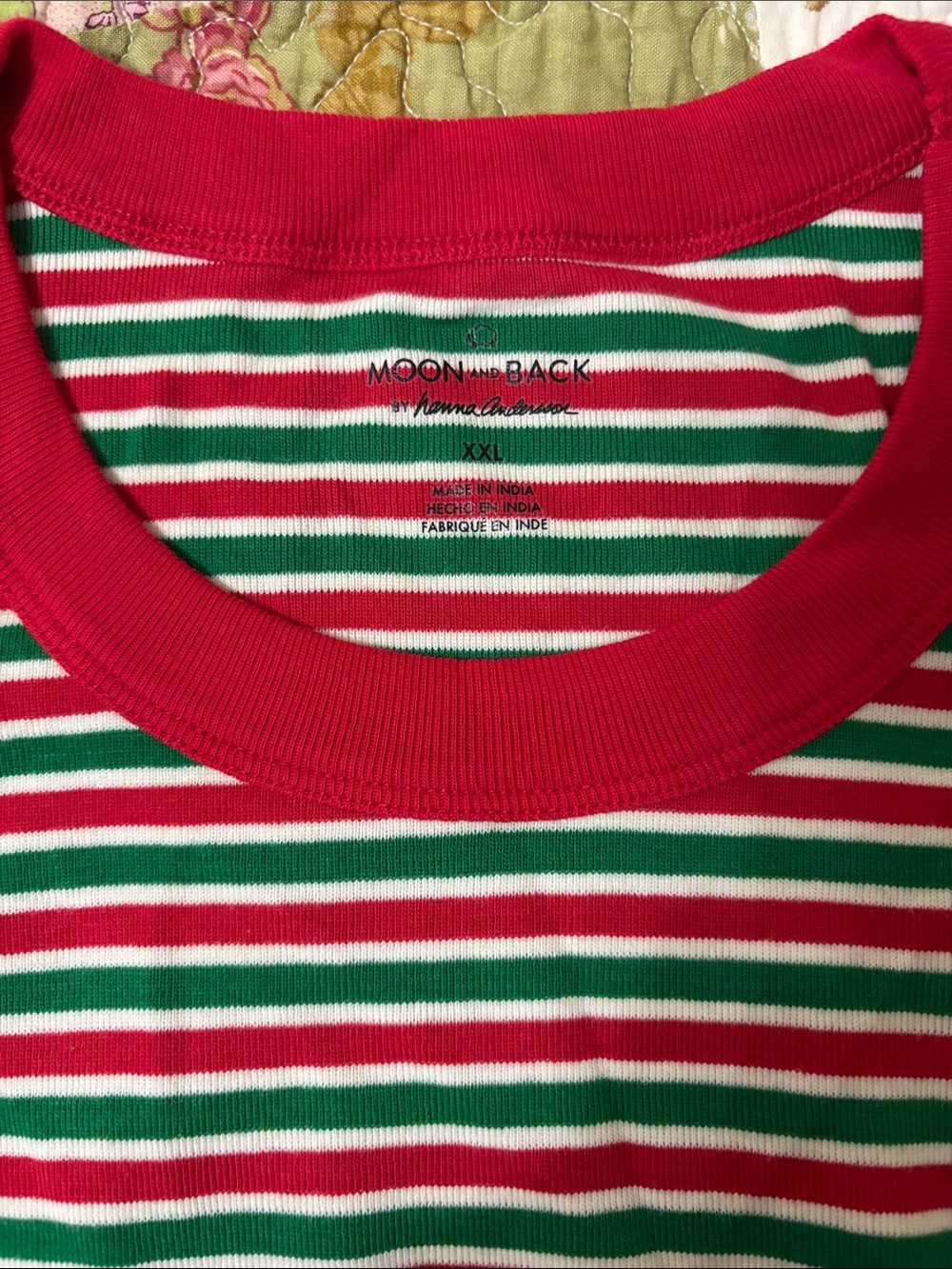 Hanna Andersson Red Green White Striped Crewneck Top